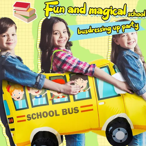 Vista 4 de Simgoing - Disfraz inflable de autobús escolar de 31.5 pulgadas para niños