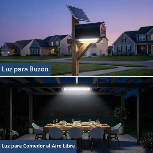 Vista 3 de Luces solares de gallinero con temporizador, luces solares para cobertizos, luz de tienda al aire libre 2 Pack, IP66 Waterproof & 16.4ft Cord