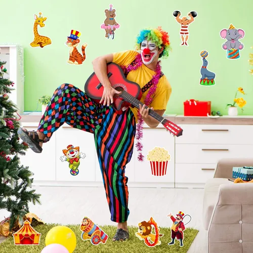 Vista 7 de Zonon 24 piezas de recortes de carnaval decoraciones de fiesta de circo