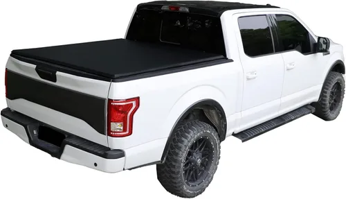 Vista 11 de Cubierta rígida de tres pliegues de 5.5 pies para plataforma de camioneta FRP para 2007-2021 Tundra Compatible con el sistema de riel