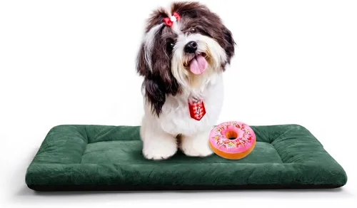 Vista 41 de Alfombrilla de cama para jaula de perro para perros extra pequeños. Cama de jaula de perro ultra suave. Alfombrilla de perrera lavable y Rosa
