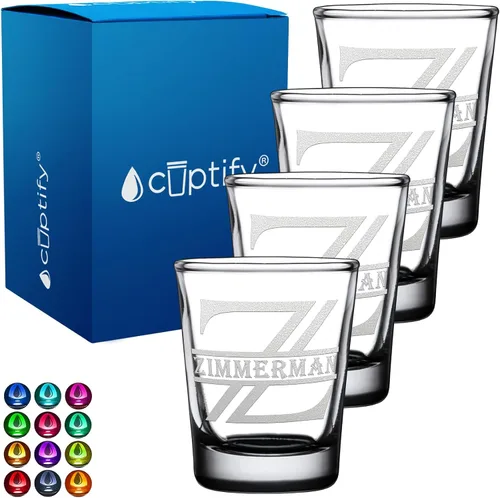 Vista 58 de Cuptify Inicial de cristal con monograma y nombre de 2 onzas, parte inferior negra grabada con texto personalizado para regalos, bodas, cumpleaños