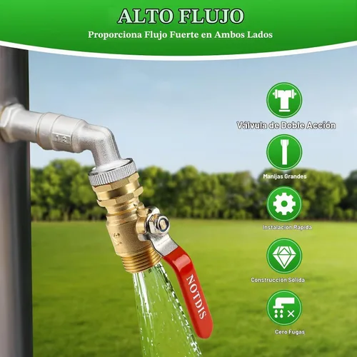 Vista 7 de Válvula de cierre de manguera de jardín de latón con diseño de flujo completo - Conector GHT de servicio pesado de 3/4", mango de acero inoxidable