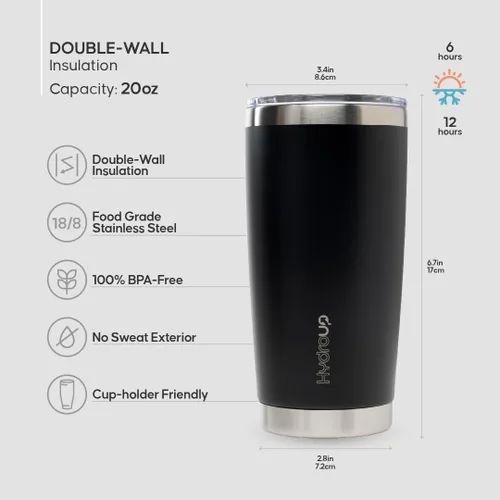 Vista 5 de Taza de 20 oz Taza de café de acero inoxidable aislada con tapa Taza de viaje de café y taza de café helado Taza a prueba de derrames Tazas