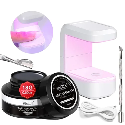 Vista 9 de MIZHSE Kit de pegamento de uñas semisólido de 0.35 oz y removedor de 0.3 fl oz para puntas de uñas a presión, secado rápido súper fuerte, sin