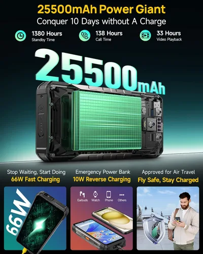 Vista 3 de Ulefone Armor 34 Pro 5G - Teléfono inteligente resistente con proyector de 150 lúmenes, 32GB+512GB ROM/2TB, 25500mAh 66W, Android 15, 6.95" 120Hz
