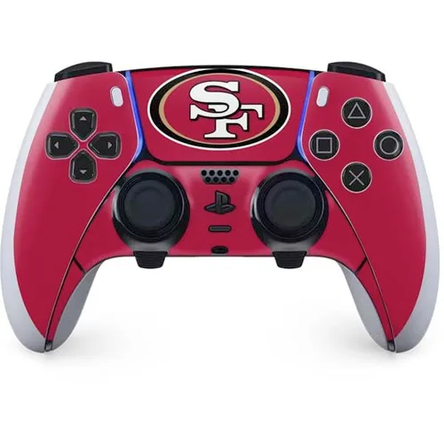 Vista 5 de Skinit Decal Gaming Skin Compatible with PS5 DualSense Edge Pro Controller - Officially Licensed NFL San Franciso 49ers Black & White Design