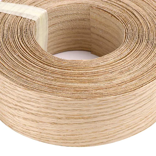Vista 2 de Skelang Cinta de Chapa de Madera de Roble Rojo para Bordes Preengomada para Planchar con Adhesivo Termofusible Cinta de Bordes Flexible de Madera