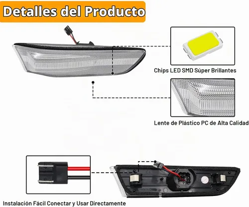Vista 6 de luces direccionales laterales LED compatibles con G35 2D Coupé 2003-2007 / para Skyline V35 Coupé 2002-2007, lámparas de luces direccionales Luces