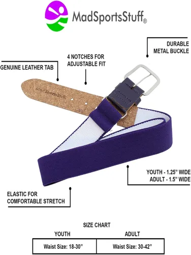 Vista 3 de MadSportsStuff Baseball Belt Softball Belt Adjustable - Boys Men Girls Women - Youth and Adult Sizes