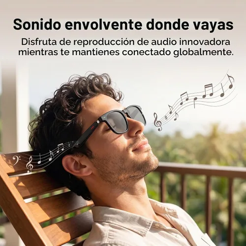 Vista 4 de Lentes de traducción Bluetooth inalámbricos inteligentes AI para hombres/mujeres con altavoces/Bluetooth y más de 140 idiomas traducción