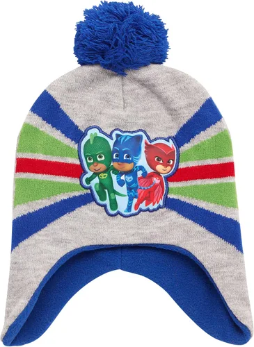 Vista 5 de PJ Masks Sombrero de invierno para niños, paquete de 2 gorros con pompones de superhéroe (niño)