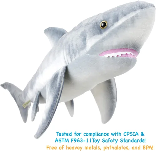 Vista 6 de TigerHart Sammy The Shark - Peluche de 36 pulgadas de largo, color blanco
