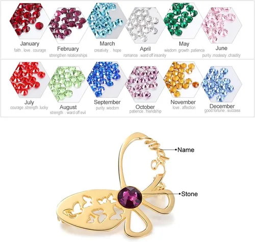 Vista 2 de Albertband Broche con nombre, regalos personalizados para ella, broche con nombre personalizado para madre y mujer, joyería de moda, regalos