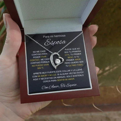 Vista 3 de LEXPO Para Mi Hermosa Esposa - Collar Regalo Personalizado Para Esposa, Novia, Pareja, Amor, Aniversario, Cumpleaños, Celebración - FL229P
