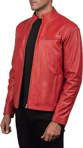 Vista 5 de MARDAMS Chaqueta Moto de cuero negro Hombres - 6 - Chaqueta de cuero Cafe Racer Chaqueta de cuero de piel de cordero real para hombre