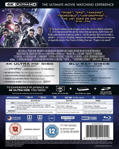 Vista 4 de Avengers Endgame Blu-ray + 4K UHD 2019 Region Free