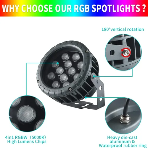 Vista 2 de Luces LED para lavadora de pared de 48 W, RGB 5000 K luz diurna que cambia de color con control remoto, barra de luz LED impermeable IP65
