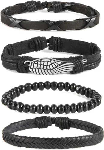 Vista 2 de Joddfly Pulseras hombres mujeres mezcla 4 pulseras de cuero