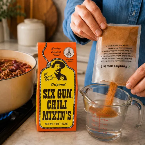 Vista 3 de Six Gun Chili Mixin's Original Chili Seasoning Mix, 4oz (paquete de 6)