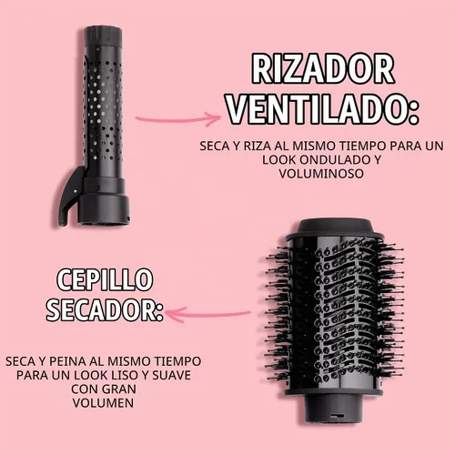 Vista 5 de Foxybae Super Styler - Juego de cepillos secadores 4 en 1 - Difusor, cepillo de soplado, barril de rizado de 1.25 pulgadas y cilindro de secado