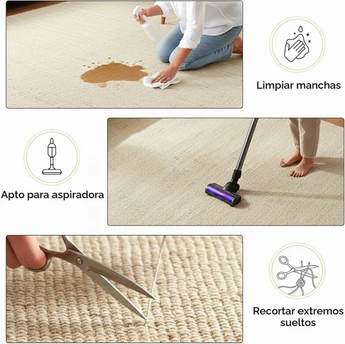 Vista 9 de GRUHUM Alfombra rectangular de algodón de yute de 2 x 3 pies, tejida a mano, natural, estilo granja bohemio para sala de estar, dormitorio, cocina