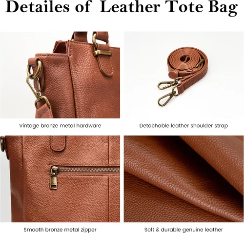 Vista 6 de befen Carteras de cuero genuino suave para mujeres, bolso tote pequeño, carteras, bolsos cruzados con asas superiores, cartera bandolera tipo satchel