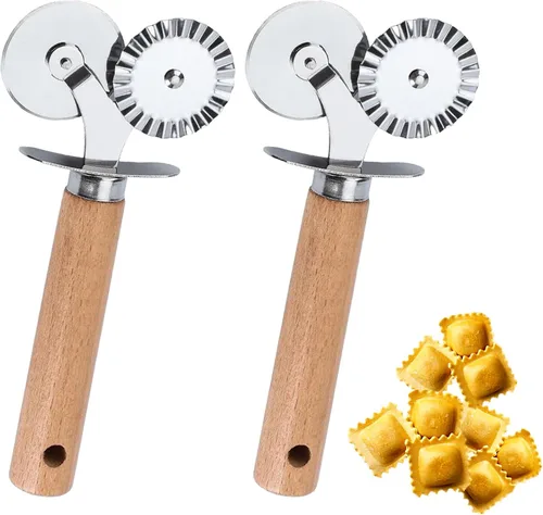 Vista 6 de Rueda de doble cortador de pastelería,Herramienta de hornear de doble cabeza para uso doméstico y cocina,Cortador de ravioles