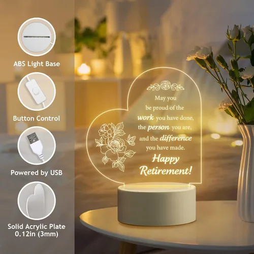 Vista 4 de Classy 2023 Happy Retirement Gifts for Women Coworker Teacher Boss Employee Friends Nurse - Best Retirement Night Light Decorations