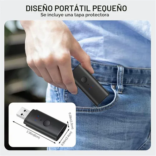 Vista 7 de Transmisor Bluetooth V5.2 para TV, transmisor de audio inalámbrico de doble Compatible con auriculares Airpods, adaptador Bluetooth de 0.1 in
