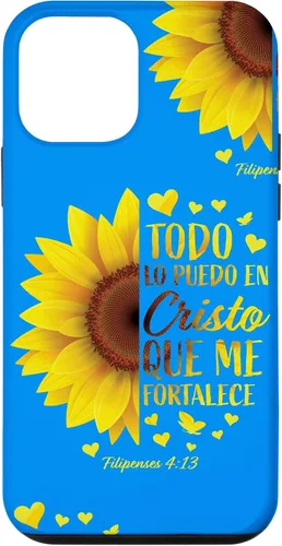 Vista 16 de Cristiano Español Regalo Mujeres Religioso Versículo de la Biblia Girasol Funda para iPhone 17