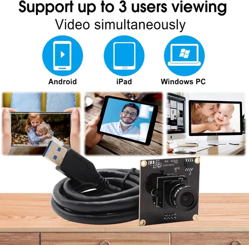 Vista 4 de Módulo de cámara USB de 2MP 1080p Webcam USB 3.0 Cámara web con sensor Sony IMX291 Cámara industrial compatible OTG, 0.01LUX baja iluminación