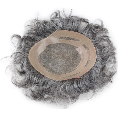 Vista 9 de Voloria Encaje francés de cabello humano real con piel fina PU para hombre Stock Toupee Hair Pieces #18