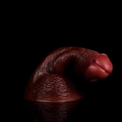 Vista 6 de Consolador realista de silicona suave de 7.2 pulgadas con ventosa fuerte, consolador anal de punto G marrón oscuro realista de gran