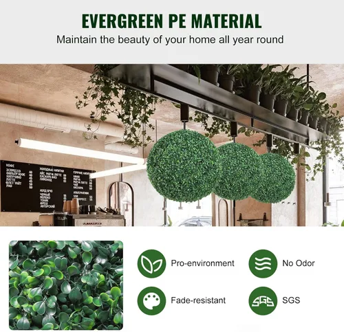 Vista 4 de VEVOR 2 bolas artificiales de 16 pulgadas, bolas de boj de imitación de 4 capas, bolas decorativas de plantas sintéticas verdes para todo el año