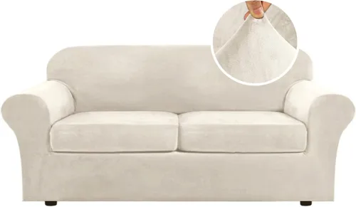 Vista 123 de H.VERSAILTEX - Funda elástica para sofá de 2 piezas, funda protectora de terciopelo, suave, con parte inferior elástica, con un ancho de hasta 49