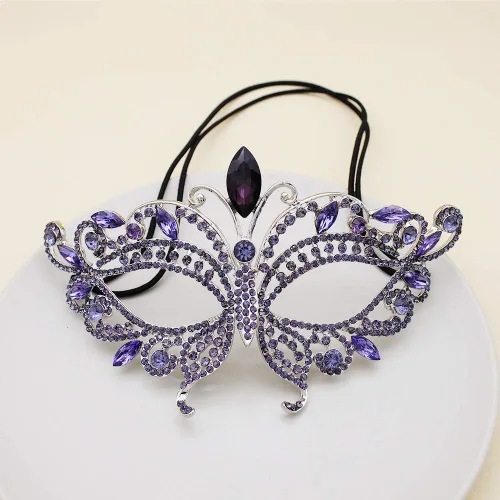 Vista 3 de Máscara de ojos de mascarada con diamantes de imitación para novia, fiesta
