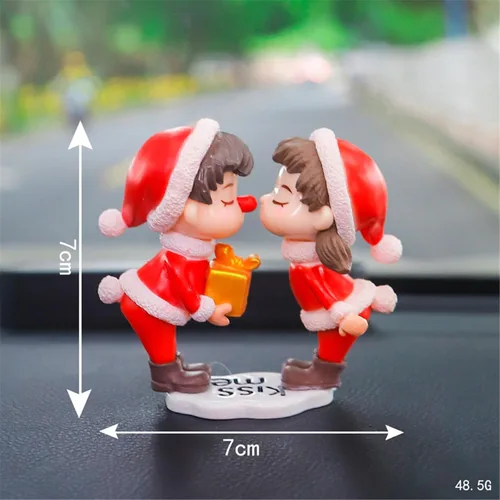 Vista 2 de Lindos adornos para parejas, bonita decoración de automóvil, bonita decoración de automóvil para pareja, figura de acción, adorno navideño para 1