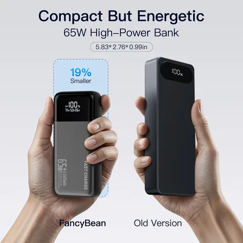 Vista 3 de Banco de energía cargador portátil para laptop 2025, 26800mAh 65W compacto USB C banco de energía para laptop, PD QC carga rápida paquete de batería