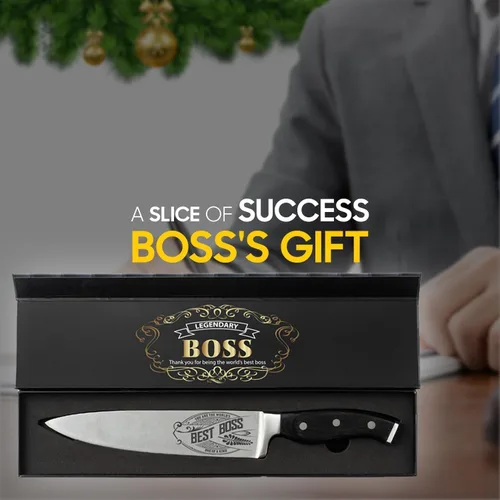 Vista 5 de Best Boss - Cuchillo de chef de alta calidad para regalo de cumpleaños, cuchillo de cocina de acero al carbono de 8 pulgadas con mango de madera