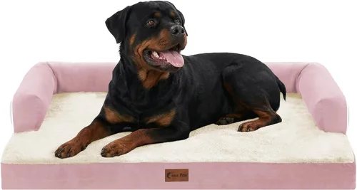 Vista 55 de Cama ortopédica para perros extragrandes, cama de espuma XL con forma de caja de huevos impermeable con lados 45x35 pulgadas, cama de sofá