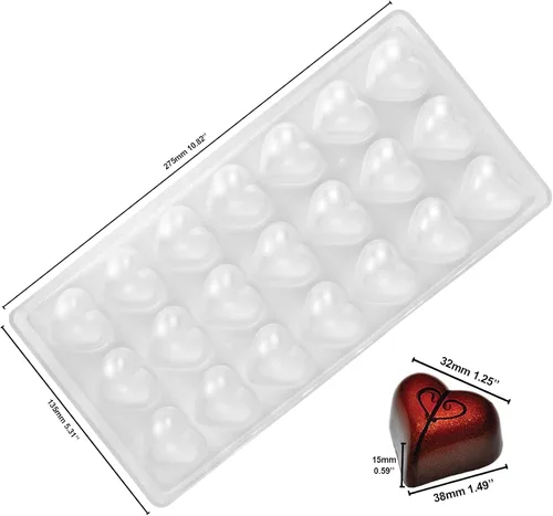Vista 3 de Funshowcase Rosa, corazón, cúpula, diamante, forma ovalada molde de chocolate de plástico 6 piezas Set tamaño de mordida