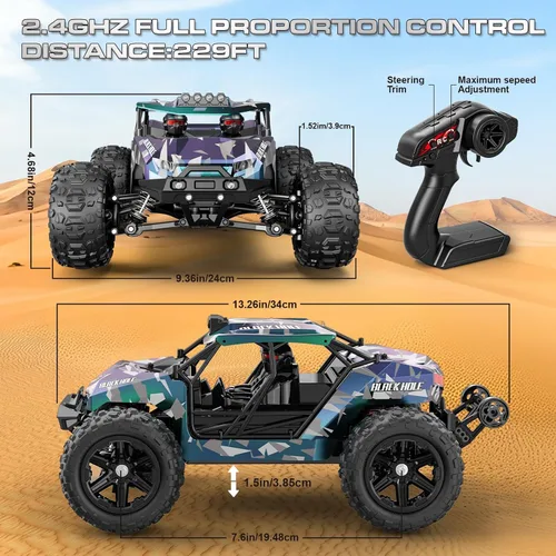 Vista 8 de Coches RC para Adultos y Niños, Desert 4WD Todo Terreno 1:14, Camión RC de Alta Velocidad 40 km/h, Coche de Control Remoto 4x4 con 2