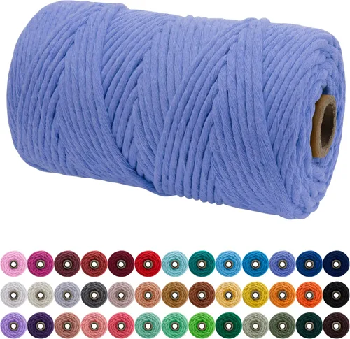 Vista 16 de JeogYong Cordón de macramé de un solo hilo 3 mm x 109 yardas (328 pies) Cuerda de algodón suave Hilo de macramé de 3 mm, suministros de macramé