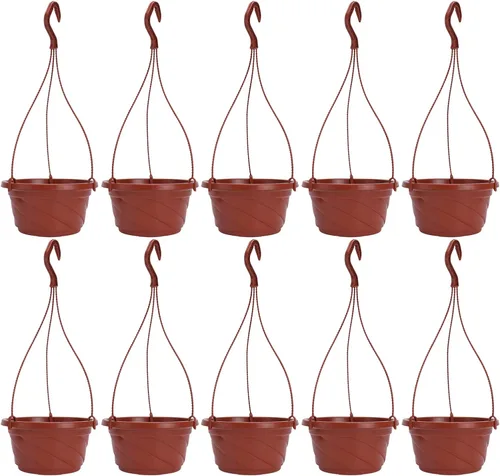 Vista 8 de DOITOOL 10 juegos de macetas colgantes de plástico, macetas pequeñas para colgar, macetas de orquídeas, cestas de cadena de 6.7 pulgadas