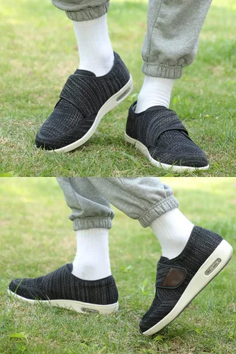 Vista 7 de Zapatos para ancianos diabéticos para hombre, talla grande, zapatos ampliadores de fertilizantes, zapatos ajustables para hinchazón de pies