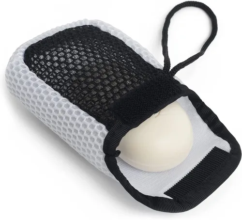 Vista 6 de MainBasics - Bolsa de jabón exfoliante de doble cara, color azul Se adapta a barras de jabón de tamaño estándar