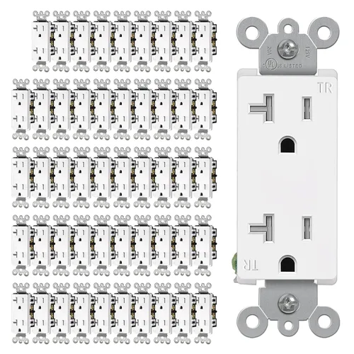 Vista 12 de CML - Paquete de 50 tomas de corriente de 15 amperios resistentes a manipulaciones, certificación UL Decorator Electrical Outlets, 15A/125V, NEMA