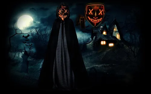 Vista 4 de Capa de terciopelo con capucha para niños, disfraz de Halloween con luz LED