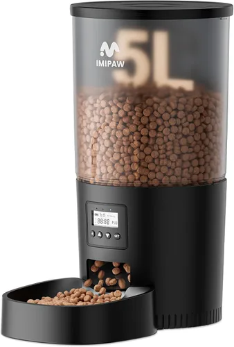 Vista 14 de IMIPAW Alimentadores automáticos para gatos, dispensador de alimentos secos para gatos con temporizador de 3 litros, fuente de alimentación doble